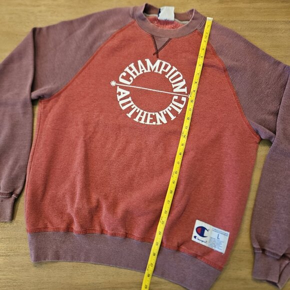 Vintage Champion Authentic Sweatshirt Mens L Crewneck Red Maroon 90's - Picture 8 of 8